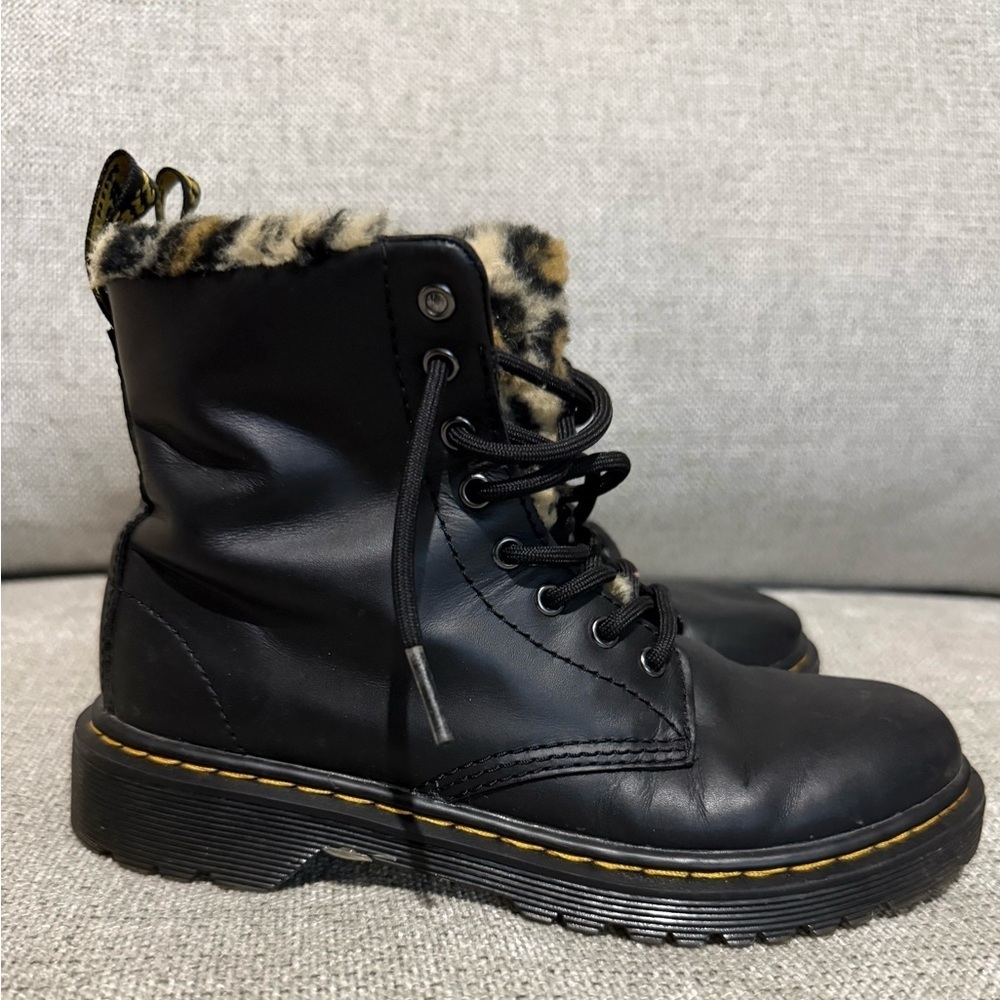 Dr. Martens Black Boots with Leopard Print